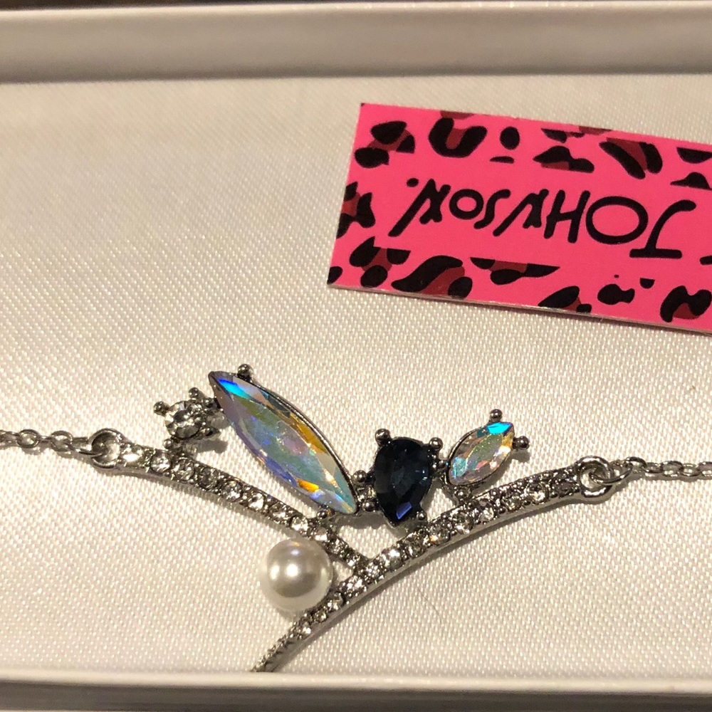 Silver rhinestone Betsey Johnson necklace